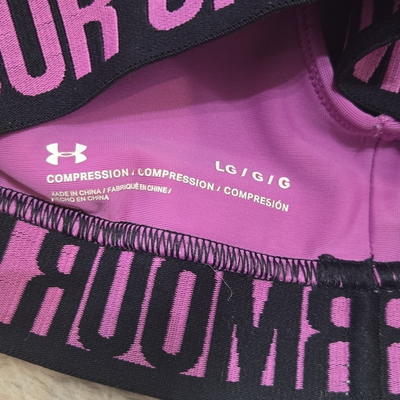 Under Armour Compression Purple and Black Criss-Cross Sports Bra, Size Large - Picture 2 of 6